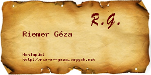 Riemer Géza névjegykártya